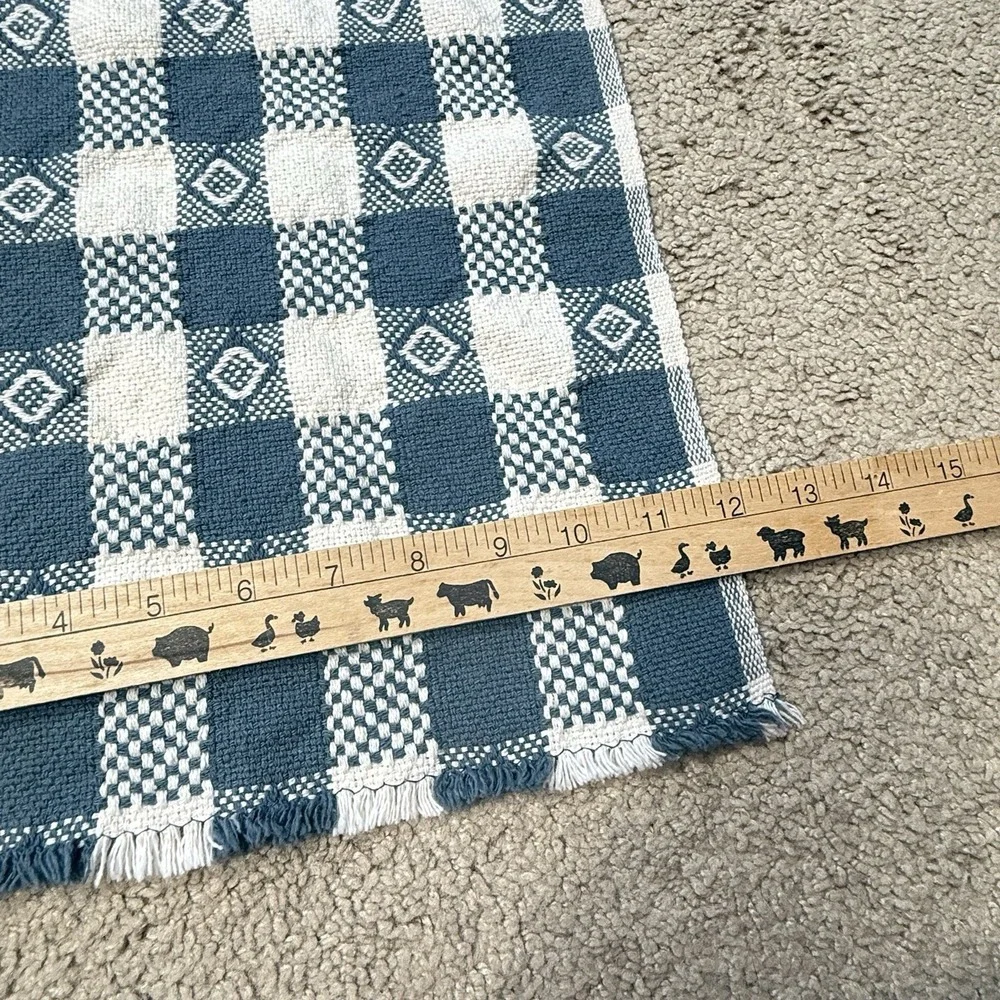 Farmhouse Gingham Table Runner 33X12 Blue Rustic Kitchen Dining Table Decor